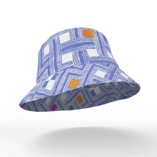 Heather Davis Blue and White Checkered Bucket Hat