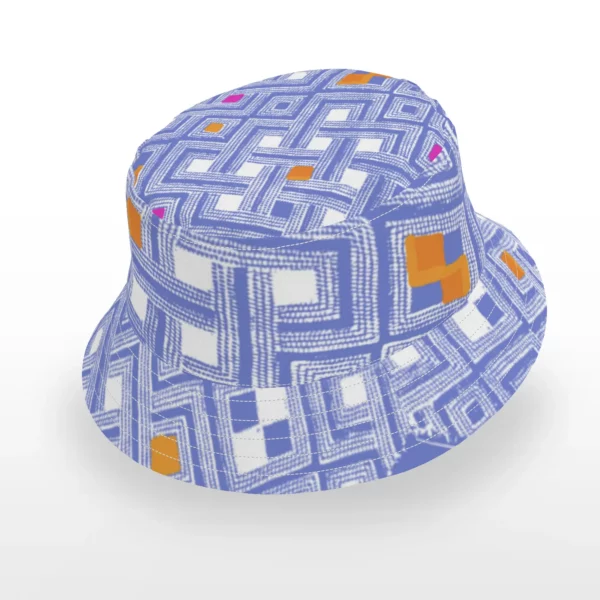 Heather Davis Blue and White Checkered Bucket Hat