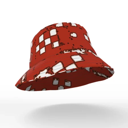 Heather Davis Red, White, Black Kuba Bucket Hat