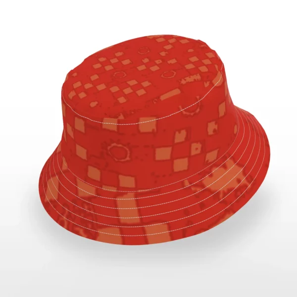 Heather Davis Red and Orange Kuba Bucket Hat