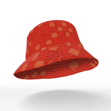 Heather Davis Red and Orange Kuba Bucket Hat