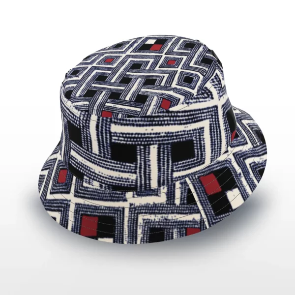 Pende Black and Red Kuba Cloth Bucket Hat