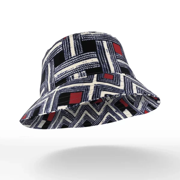 Pende Black and Red Kuba Cloth Bucket Hat