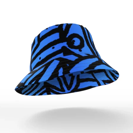 Blue and Black Kubu Cloth Bucket Hat by Heather Davis