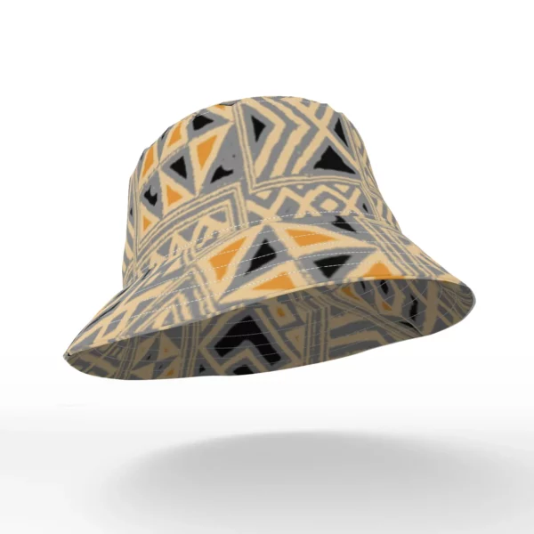 Heather Davis Brown and Gray Kuba Cloth Art Print Bucket Hat