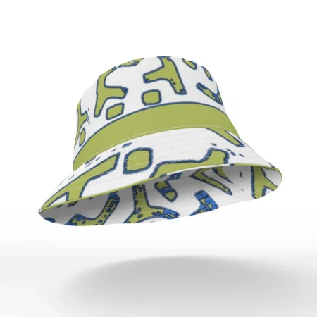 Green and White Kuba Cloth Bucket Hat