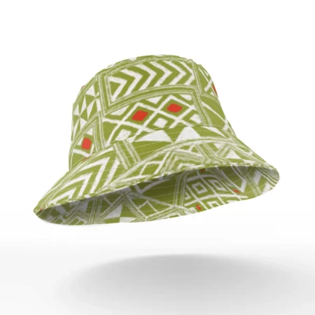 Bulaang Green White Red Kuba Cloth Bucket Hat