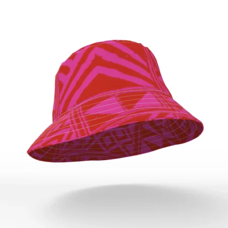 Heather Davis Pink and Red Kuba Cloth Art Print Bucket Hat