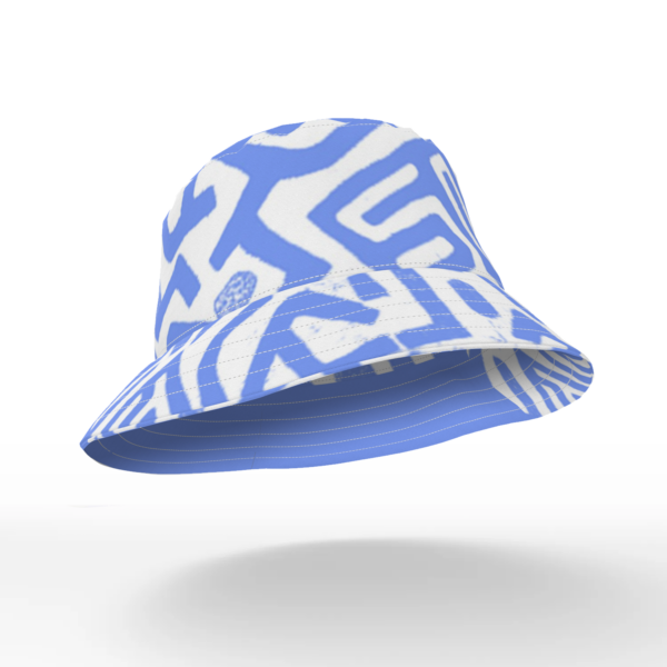 Purple and White Kuba Cloth Bucket Hat