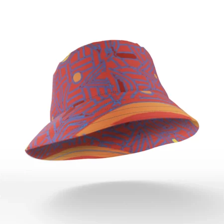 Shoowa Red, Orange and Pink Kuba Cloth Bucket Hat