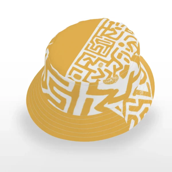 Heather Davis Yellow and White Kuba Art Print Bucket Hat