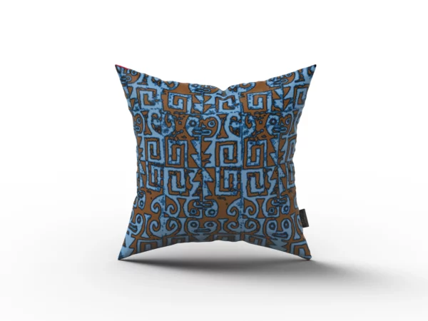 Brown and Blue Abstract Pattern Pillow