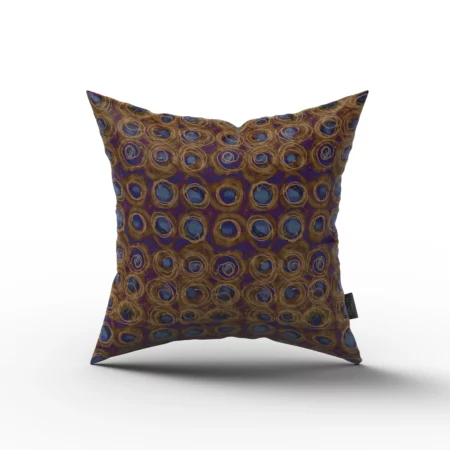 Brown | Purple Abstract Circles Pillow by Heather Davis