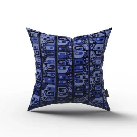 Purple, Black, and Blue Abstract Pattern Pillow