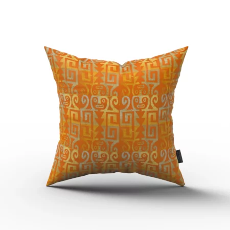 Orange and Gold Abstract Pattern Pillow by Heather Davis
