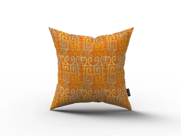 Orange and Gold Abstract Pattern Pillow by Heather Davis