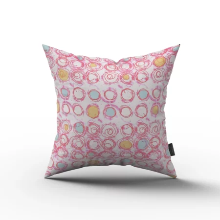 White Pink Pastels Abstract Circles Pillow