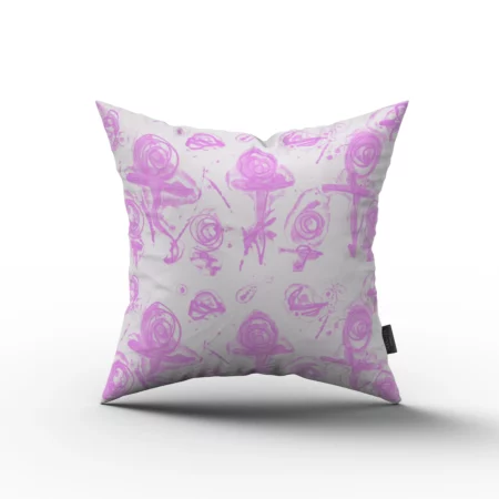 Pink and White Abstract Rose Pillow by Heather Davis