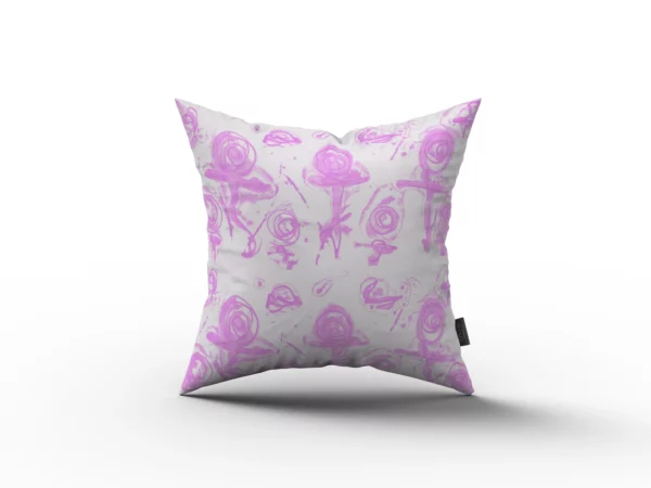 Pink and White Abstract Rose Pillow by Heather Davis