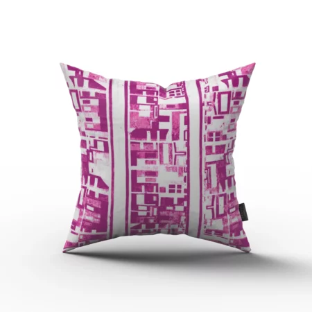 Pink and White Abstract Lines Pillow