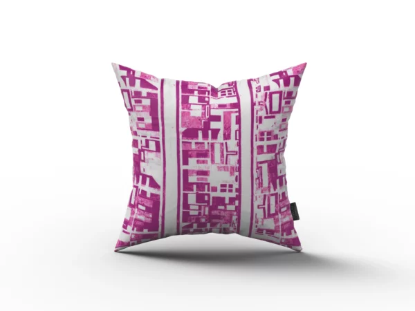 Pink and White Abstract Lines Pillow