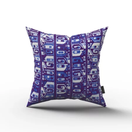 Purple, Blue, and White Abstract Pattern Pillow