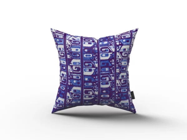 Purple, Blue, and White Abstract Pattern Pillow