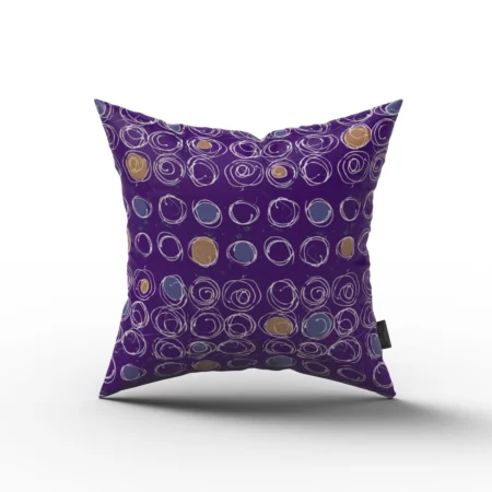 Purple Gold Abstract Circles Pillow by Heather Davis