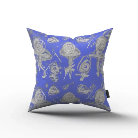 Light Blue | White Abstract Rose Pillow by Heather Davis