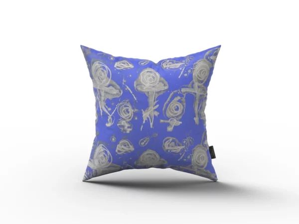 Light Blue | White Abstract Rose Pillow by Heather Davis