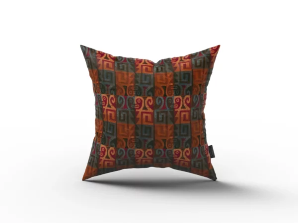 Dark Green, Red, Gold Abstract Pattern Pillow by Heather Davis