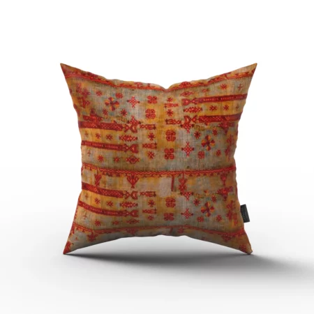 Red and Gold Vintage Pillow by Heather Davis