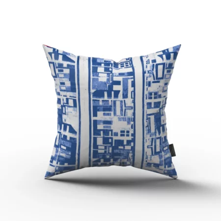 Blue White Lines Abstract Pillow