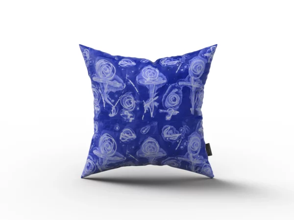 Indigo Blue Abstract Rose Pillow by Heather Davis