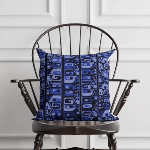 Purple, Black, and Blue Abstract Pattern Pillow