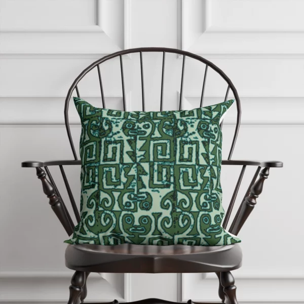 Dark Green and Light Green Abstract Pattern Pillow