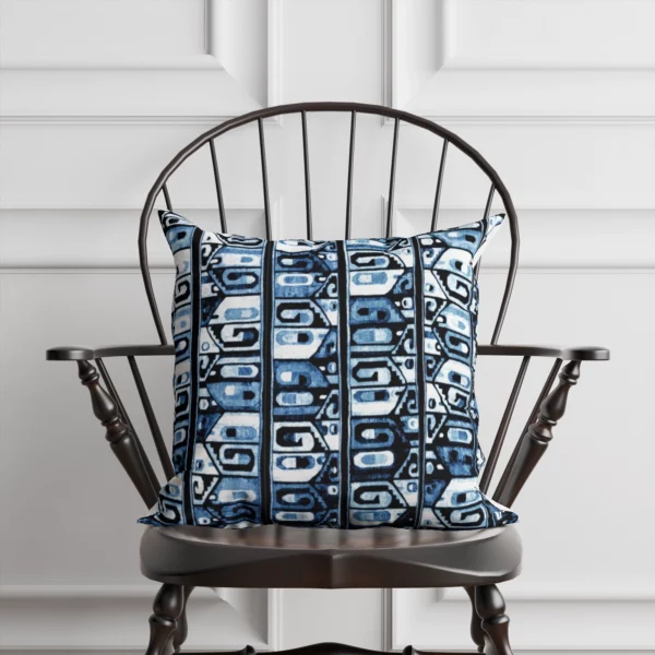 Black, Blue, and White Abstract Pillow