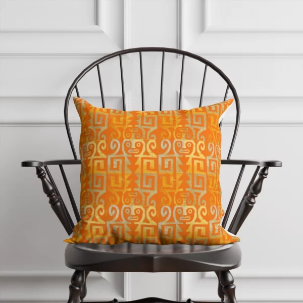 Orange and Gold Abstract Pattern Pillow by Heather Davis