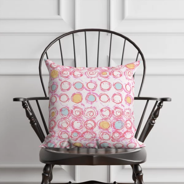 White Pink Pastels Abstract Circles Pillow