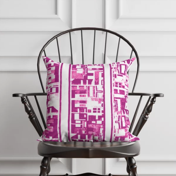 Pink and White Abstract Lines Pillow