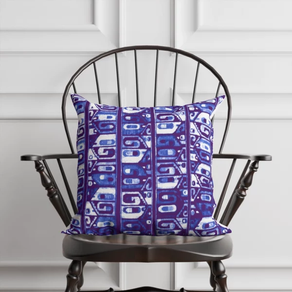 Purple, Black, and Blue Abstract Pattern Pillow