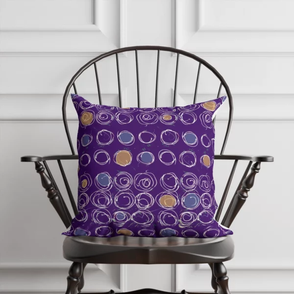 Purple Gold Abstract Circles Pillow by Heather Davis