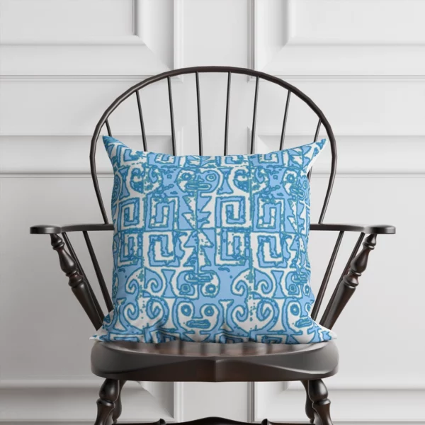 Blue White Abstract Pattern Pillow